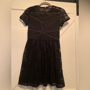 Express Black Lace Dress With Satin Detailing and Gold Accent Zipper
